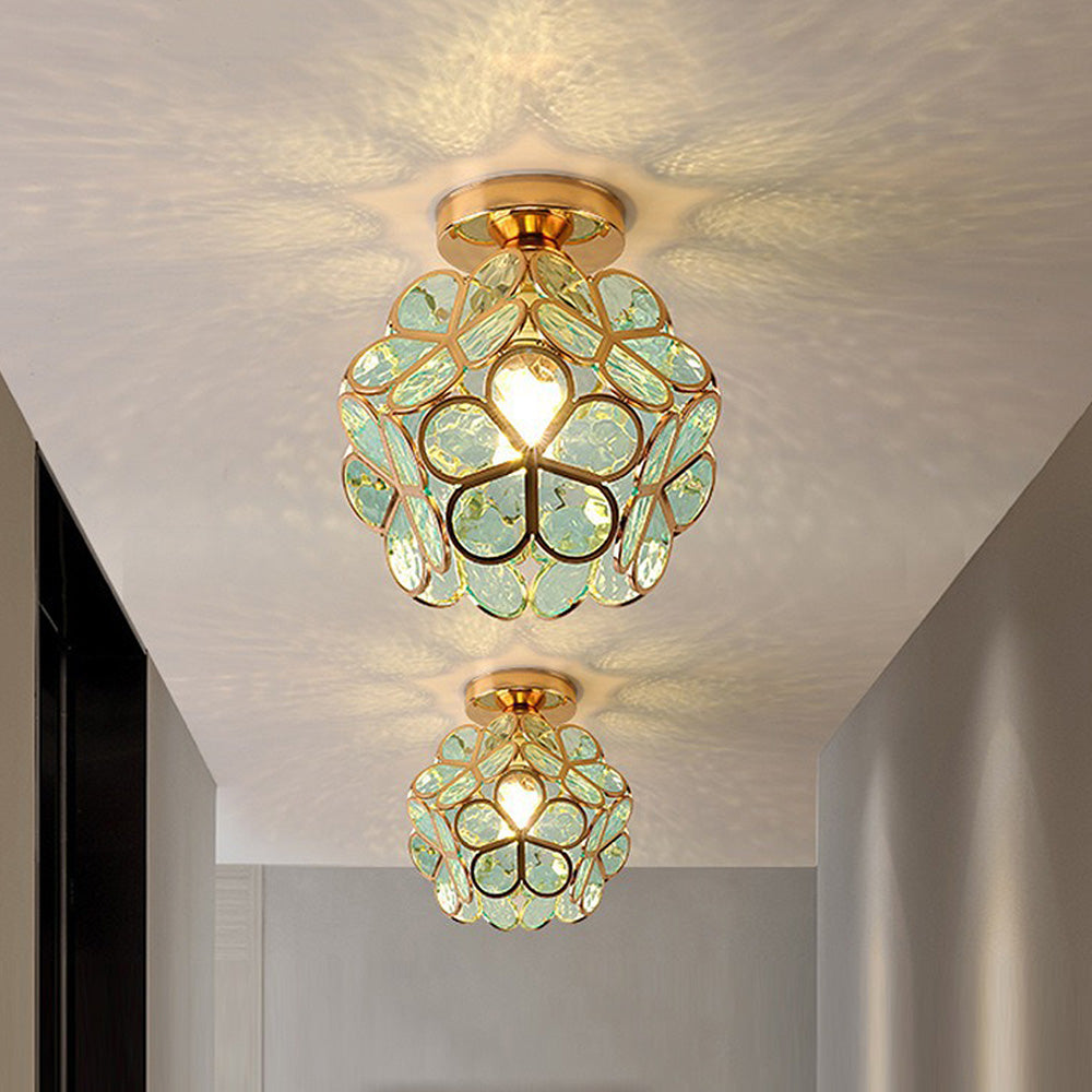 Artistic Glass Ceiling Lamp with Floral Pattern - FlowerHall | Kalsten
