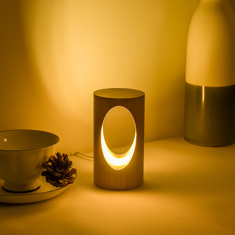 Japanese solid wood rectangular column LED night lamp USB table lamp | Kalsten