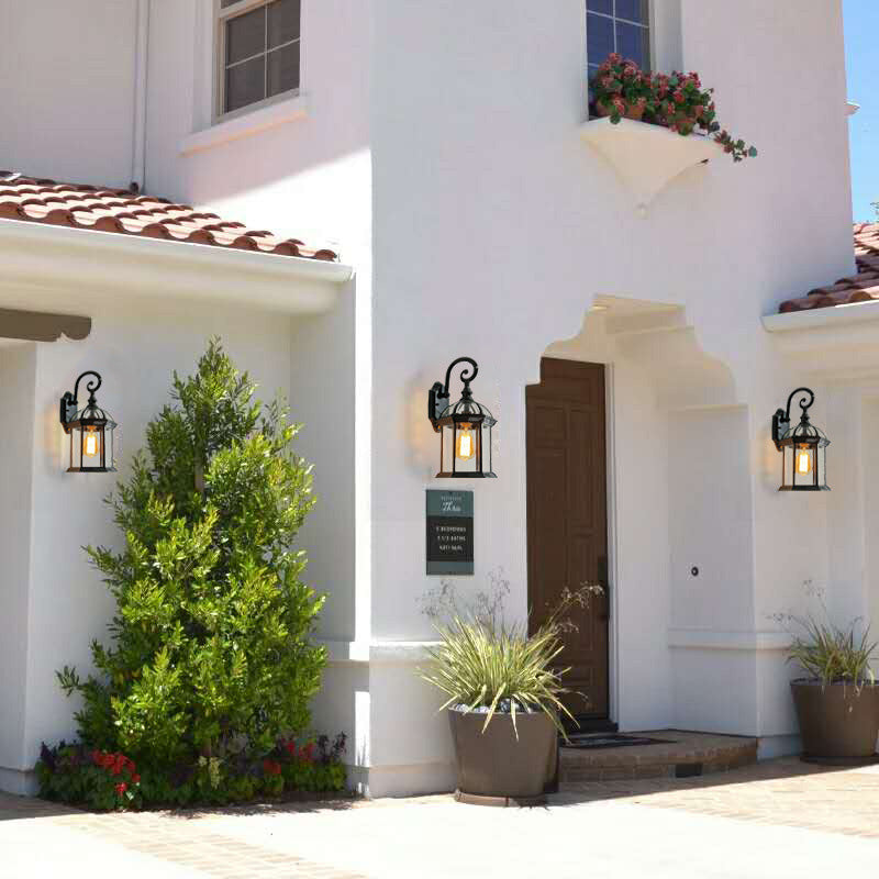 Traditional European Waterproof Aluminum Glass Hexagonal Prism 1-Light Wall Sconce Lamp For Garden | Kalsten