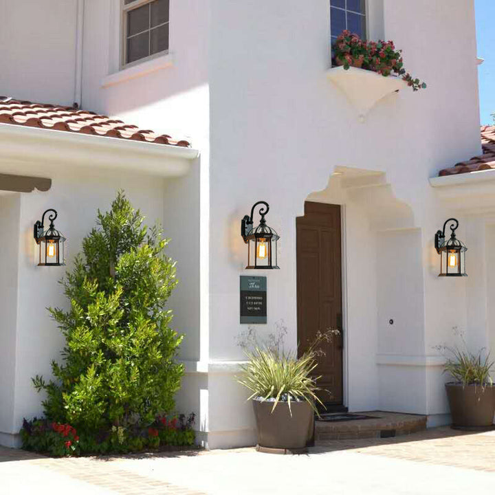 Traditional European Waterproof Aluminum Glass Hexagonal Prism 1-Light Wall Sconce Lamp For Garden | Kalsten