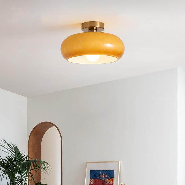 Pendant Light Glass Electroplated Copper 10.6 in Flush Mount Hallway Living Room Bedroom Modern Ceiling Lighting | Kalsten
