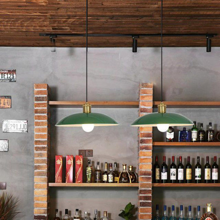 Kalsten | RetroDome Industrial Vintage Pendant Light | Green Iron Dome Design | Single Light | Rustic Ceiling Lighting