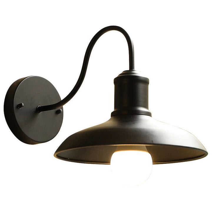 Retro Loft Dome Iron Outdoor Waterproof 1-Light Bent Arm Wall Sconce Lamp | Kalsten