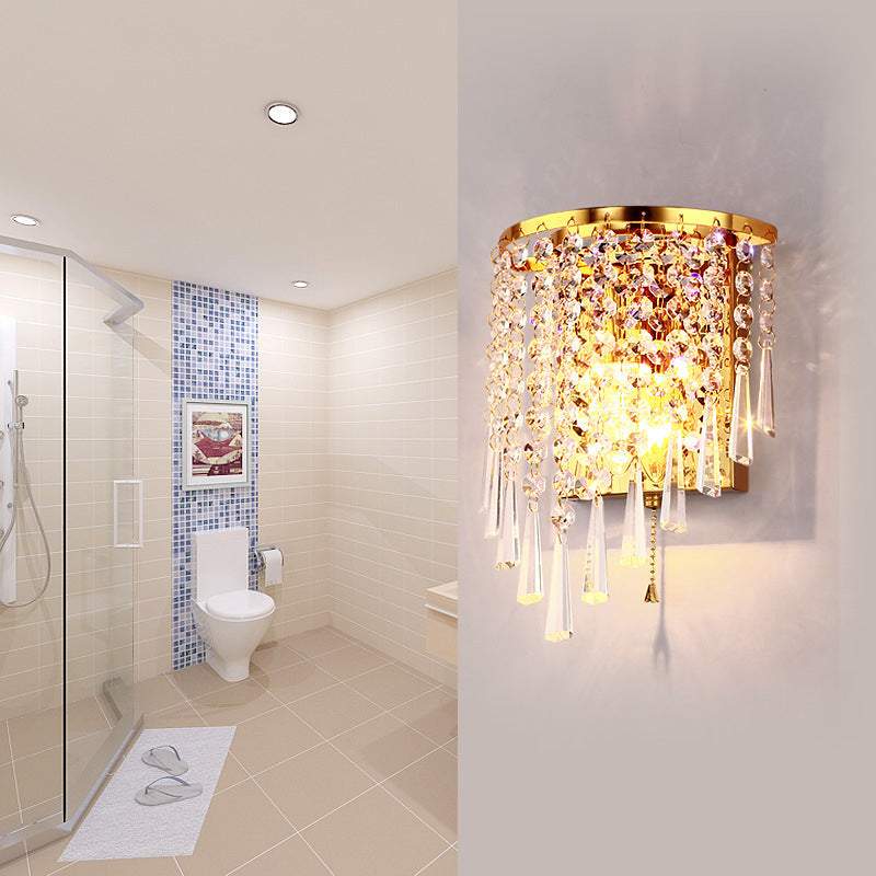 Luxury Octagonal Pearl Crystal Wall Lamp – Living Room
