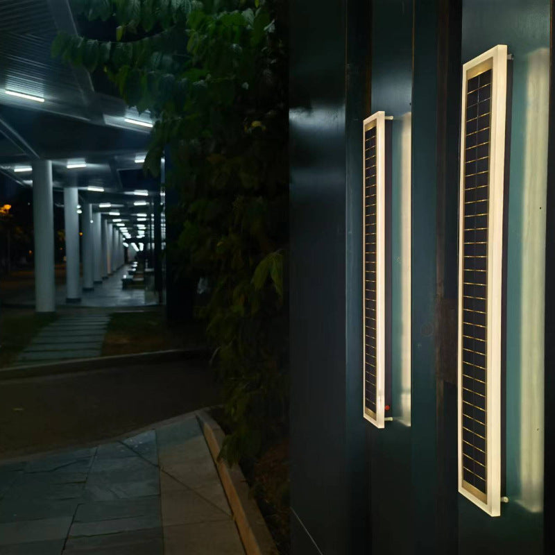 Minimalist Outdoor Solar Rectangular Strip Waterproof Patio LED Wall Sconce Lamp | Kalsten