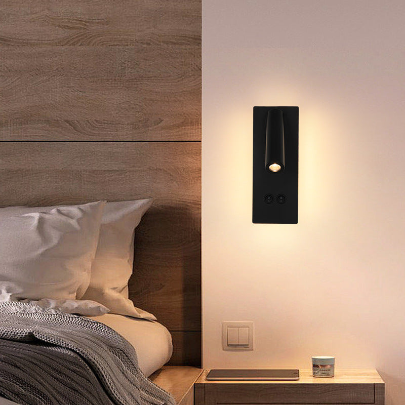 Modern Minimalistic Rectangular Round Iron Aluminum LED Wall Lamp For Bedroom | Kalsten