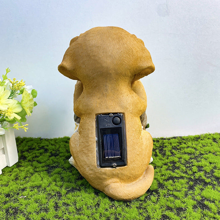 Solar Outdoor Puppy Welcome LED Garden Resin Landscape Light | Kalsten