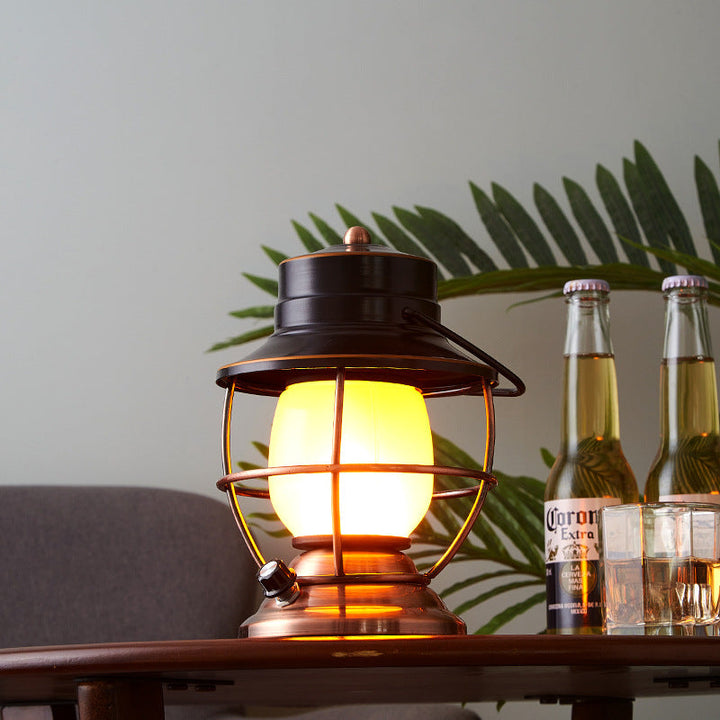 Traditional Farmhouse Waterproof Rechargeable Iron Acrylic Cylinder LED Table Lamp For Entertainment Room | Kalsten