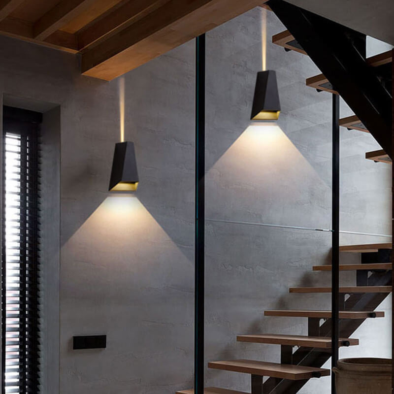 Modern Creative Trapezoid Up and Down Illuminated LED Outdoor Wall Sconce Lamp | Kalsten