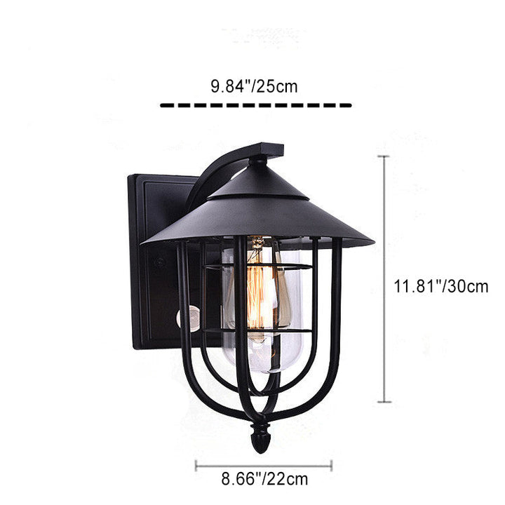 Contemporary Industrial Iron Waterproof Human Body Sensing 1-Light Outdoor Wall Sconce Lamp For Outdoor Patio | Kalsten