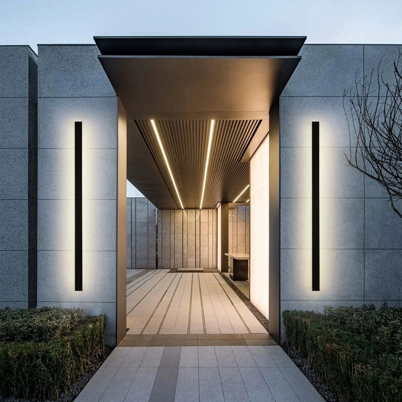 Modern Minimalist Long Rectangular Aluminum Acrylic LED Wall Sconce Lamp For Garden | Kalsten