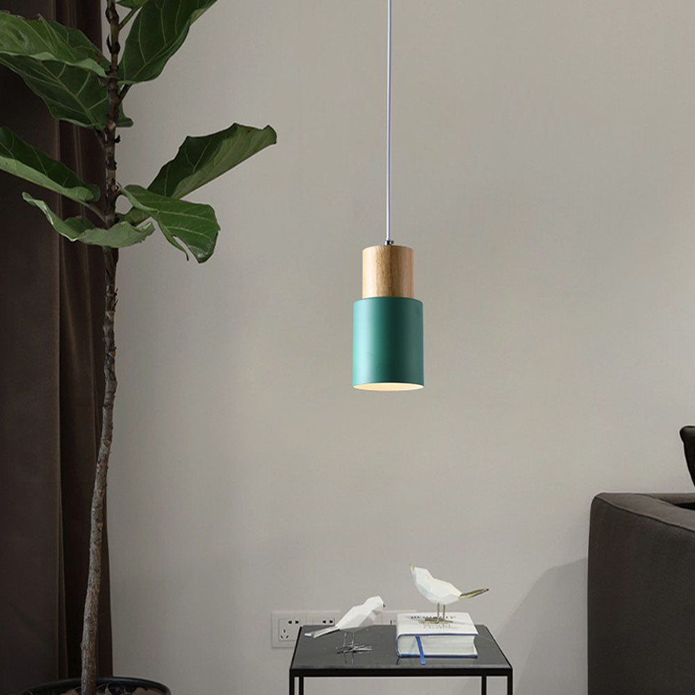 Modern Wood & Black Pendant Lamp Kalsten