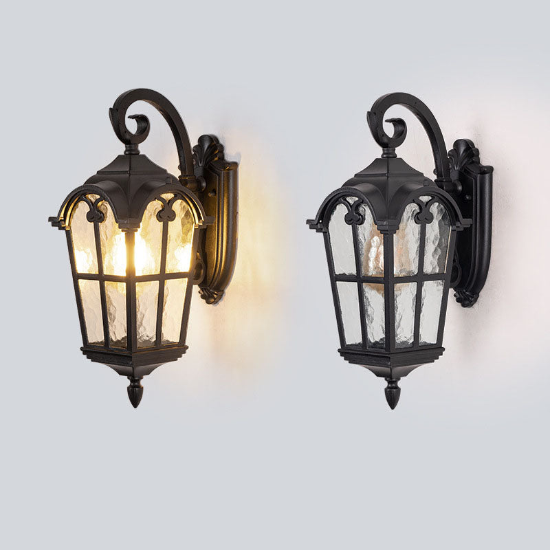 Traditional European Quadrilateral Window Shape Aluminum Glass 1-Light Wall Sconce Lamp For Outdoor Patio | Kalsten