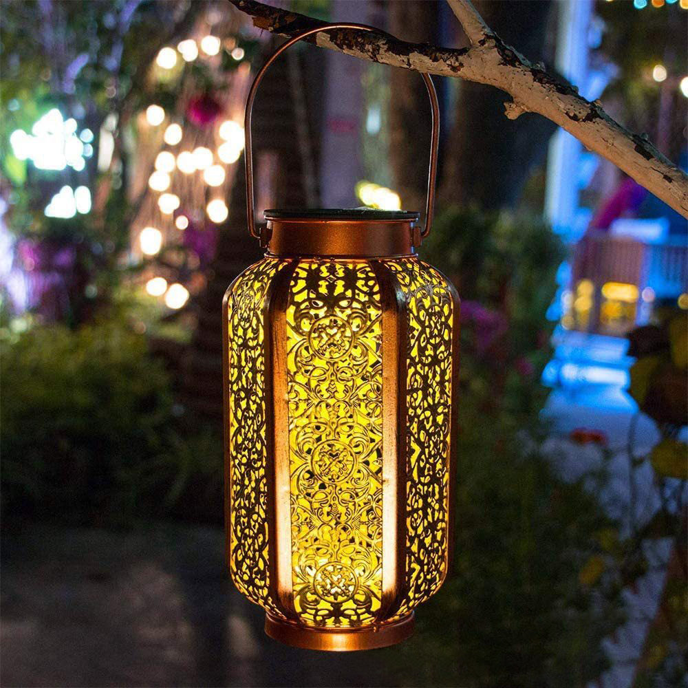 Modern Art Deco Solar Waterproof Hexagonal Lantern Iron LED Outdoor Light For Garden | Kalsten