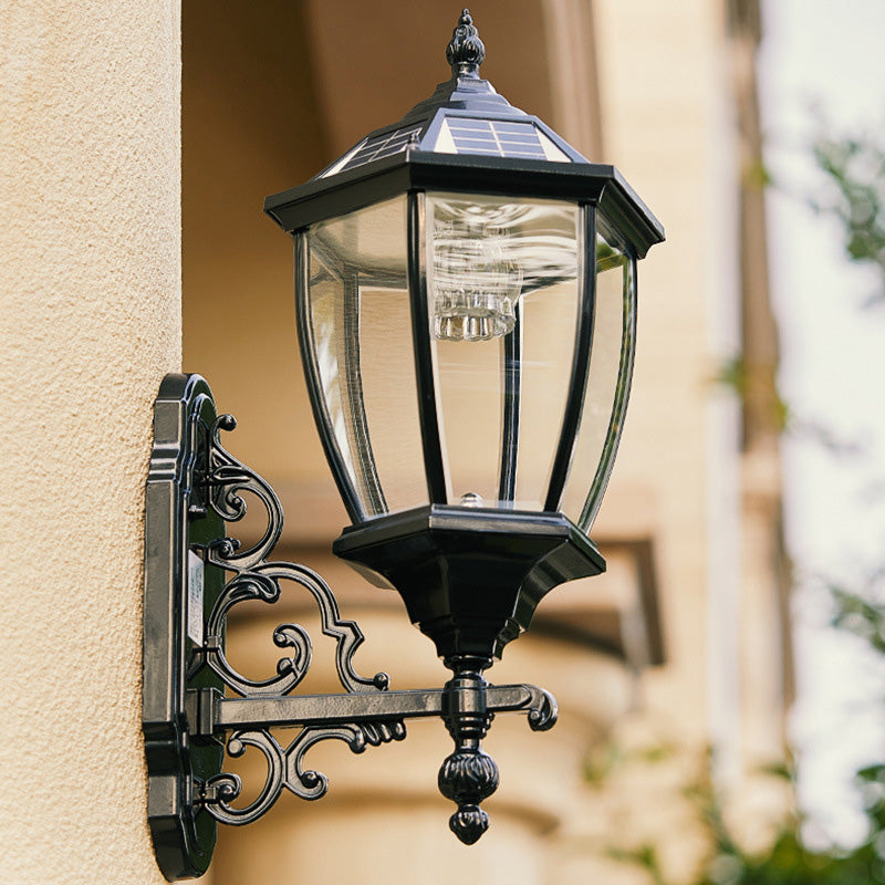 Traditional European Aluminum Glass LED Solar Waterproof Wall Sconce Lamp For Outdoor Patio | Kalsten