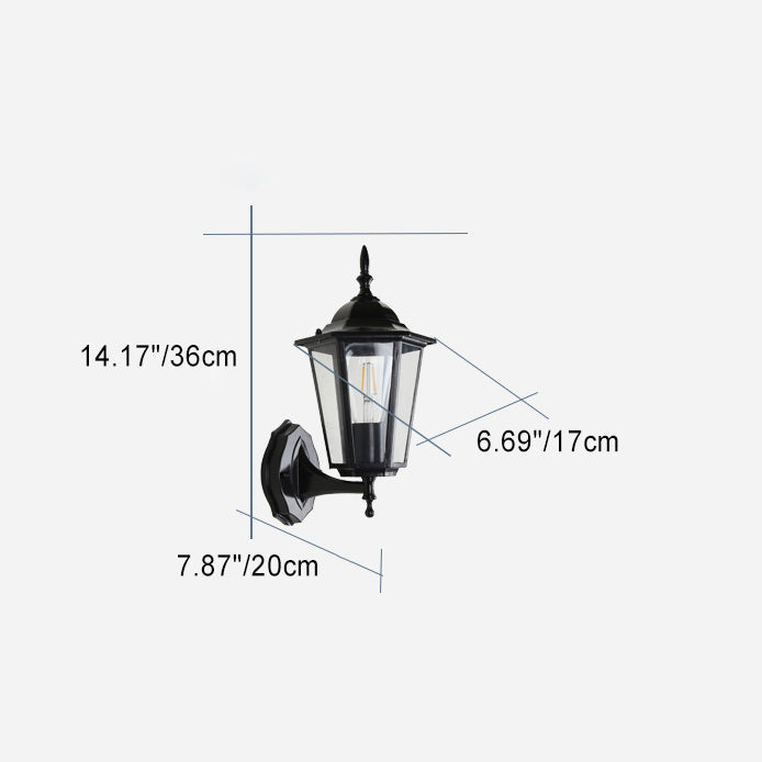 Contemporary Industrial Hexagonal Aluminum Frame Frosted Glass 1-Light Outdoor Wall Sconce Lamp For Garden | Kalsten