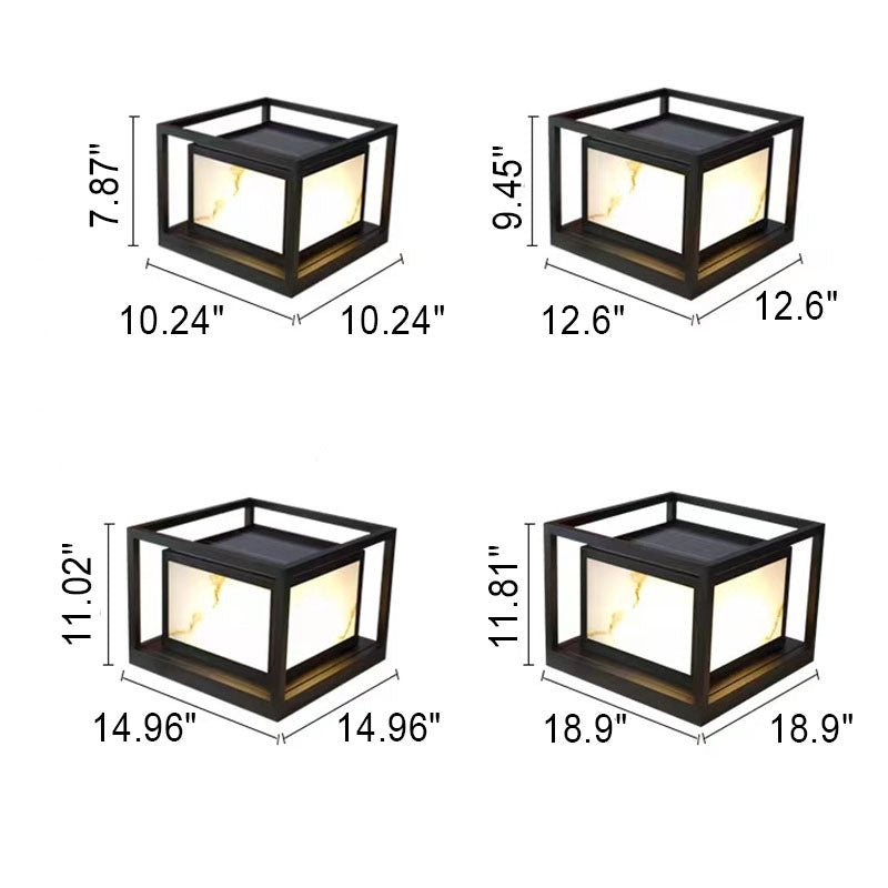 Modern Solar Square Chinese Outdoor Column Head Light LED Lawn Landscape Light | Kalsten