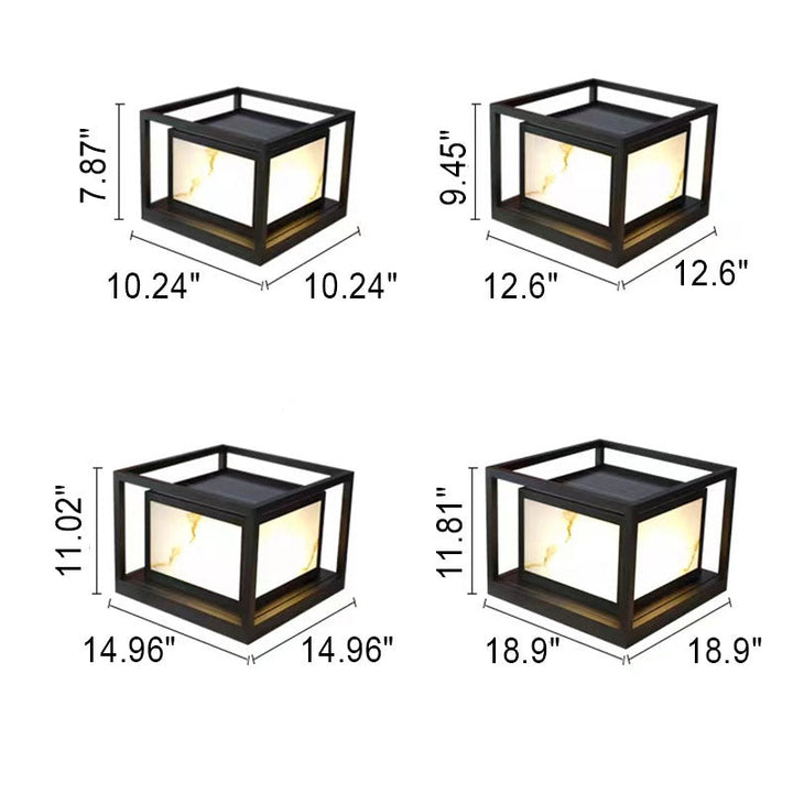 Modern Solar Square Chinese Outdoor Column Head Light LED Lawn Landscape Light | Kalsten