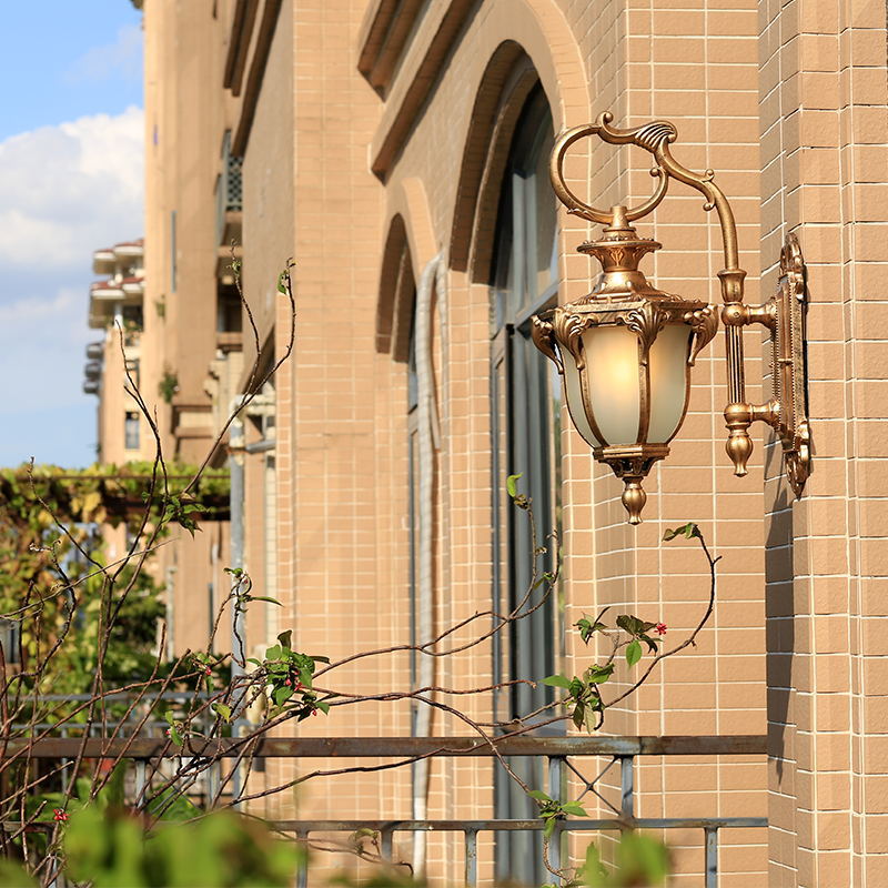 European Retro Aluminum Glass Carved Lantern 1-Light Outdoor Waterproof Wall Sconce Lamp | Kalsten