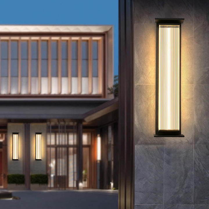 Modern Minimalist Waterproof Rectangular Stainless Steel Acrylic LED Wall Sconce Lamp For Outdoor Patio | Kalsten