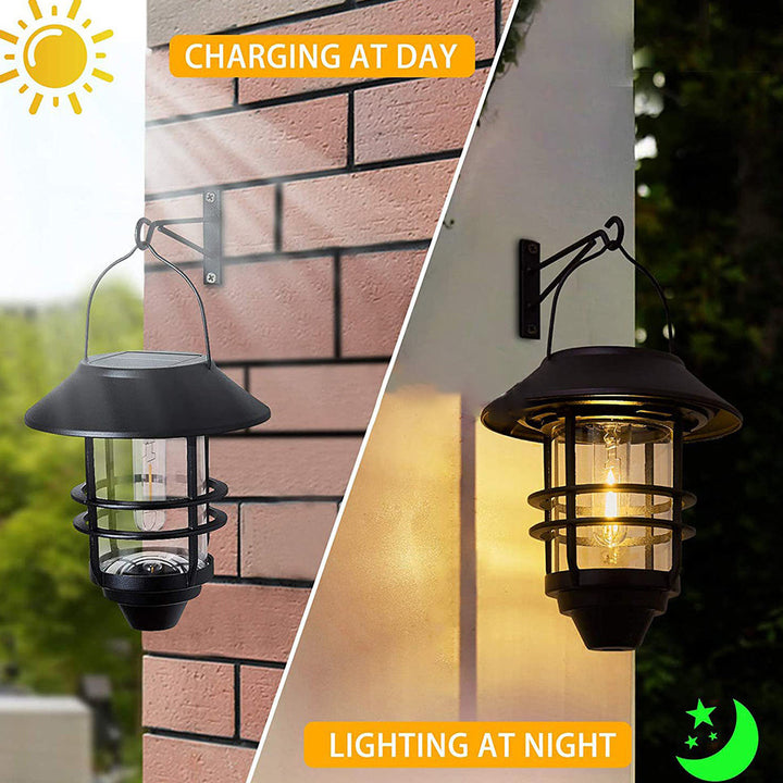 Contemporary Retro Solar Waterproof Aluminum Glass Lantern Cylinder 1-Light Hanging Wall Sconce Lamp For Outdoor Patio | Kalsten