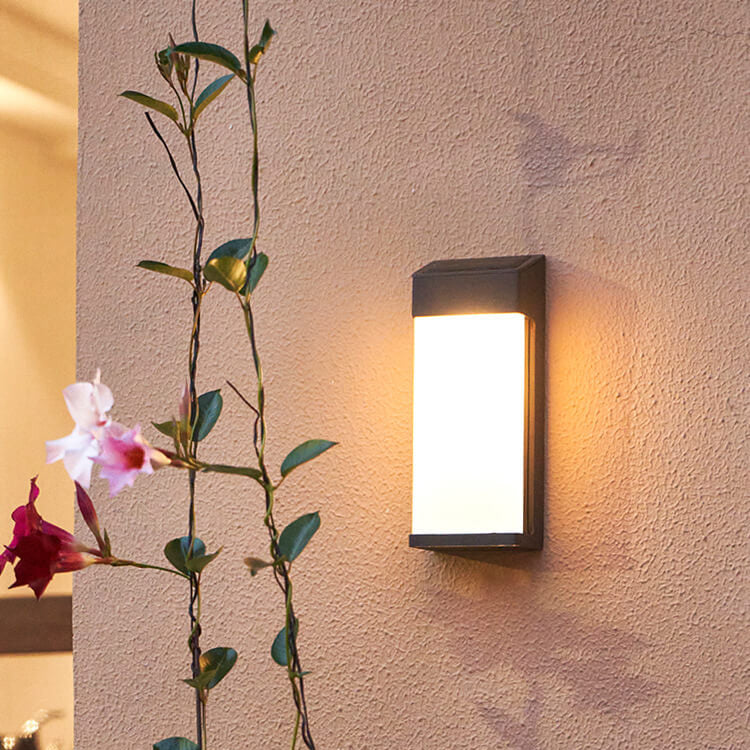 Solar Square Frosted Glass Waterproof Outdoor LED Wall Sconce Lamp | Kalsten