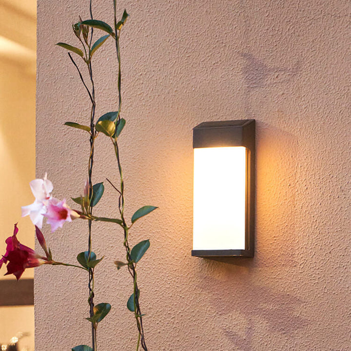 Solar Square Frosted Glass Waterproof Outdoor LED Wall Sconce Lamp | Kalsten