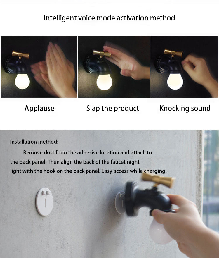 Modern creative faucet ABS PC USB LED night light wall lamp | Kalsten