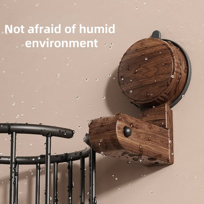 Walnut Wood Toilet Paper Holder – No-Drill with Suction Cup | Karnz