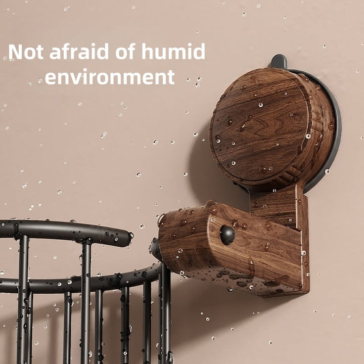 Walnut Wood Toilet Paper Holder – Drilling-Free with Suction Cup | Kalsten