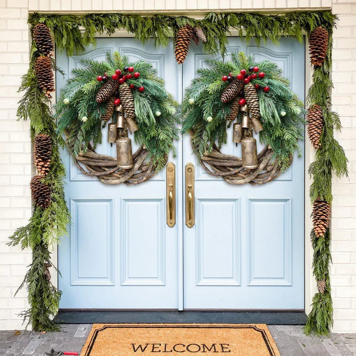 Rustic Boho Christmas Wreath with Pine Cones