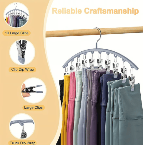 Leggings Organizer Hanger with Rubber Clips | Kalsten