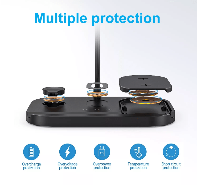 LED table lamp with dimmer and wireless charger for smartphones (4-in-1) | Kalsten