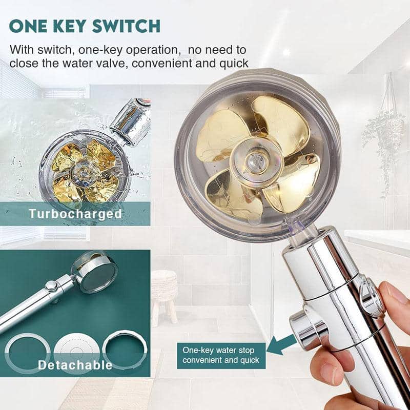 Shower head with high pressure - adjustable 360° rotating design - up to 40% water savings | Kalsten