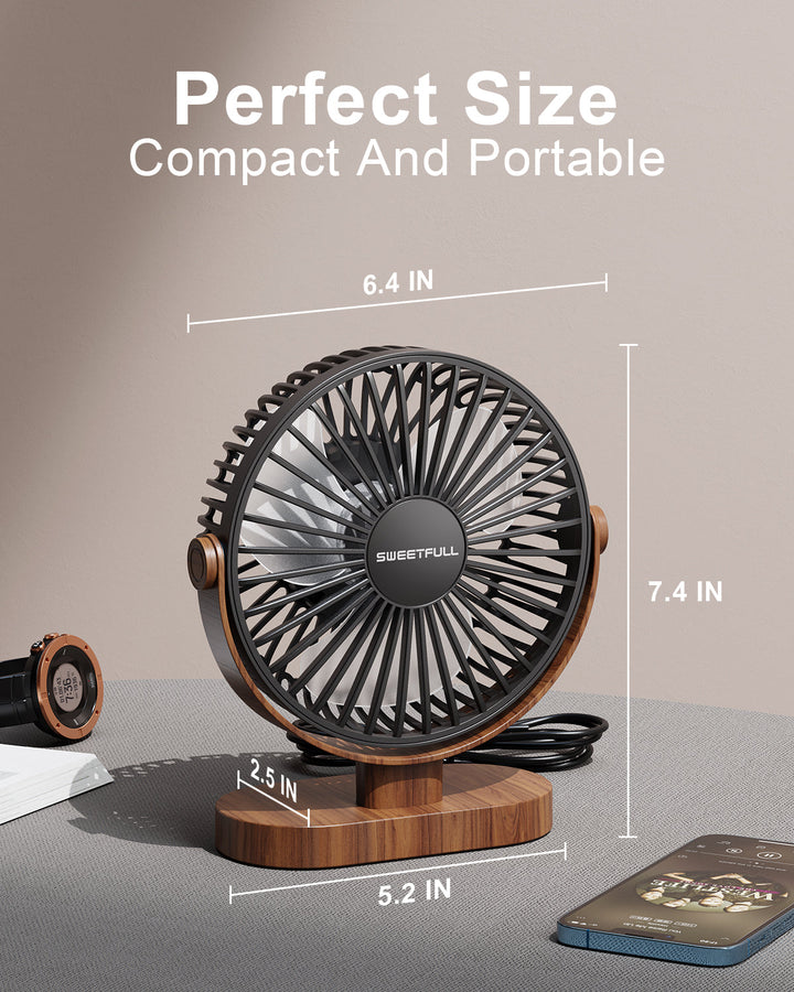 6.5 Inch USB Small Desk Fan for Home Office Car Outdoor Travel | Kalsten
