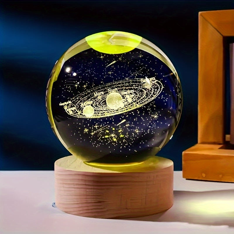 LumiSphere - Luxury 3D Crystal Table Lamp with Wooden Base Kalsten