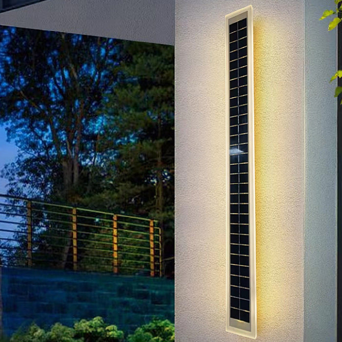 Minimalist Outdoor Solar Rectangular Strip Waterproof Patio LED Wall Sconce Lamp | Kalsten