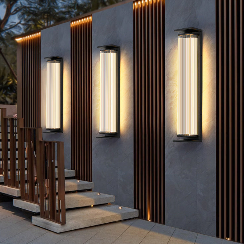 Modern Minimalist Waterproof Rectangular Stainless Steel Acrylic LED Wall Sconce Lamp For Outdoor Patio | Kalsten