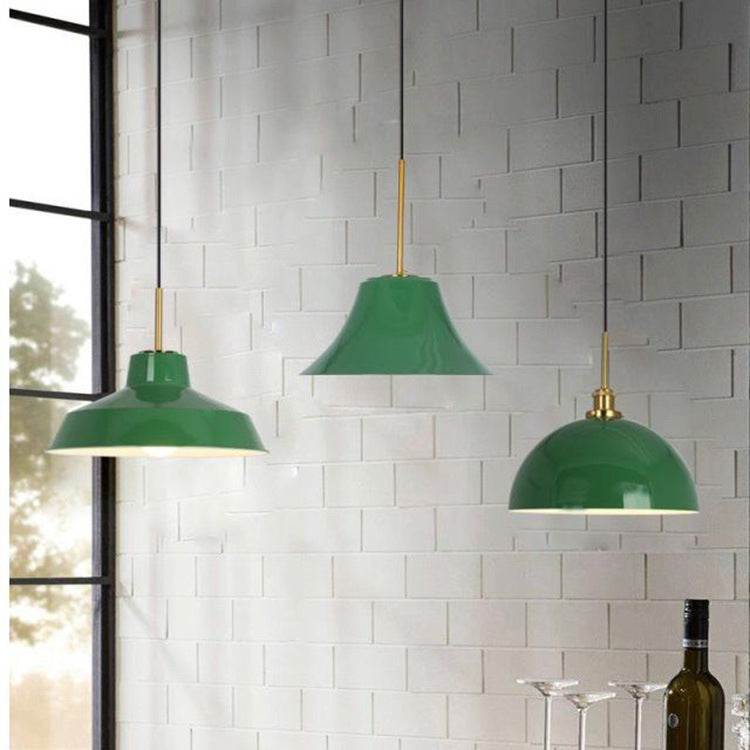 Kalsten | RetroDome Industrial Vintage Pendant Light | Green Iron Dome Design | Single Light | Rustic Ceiling Lighting