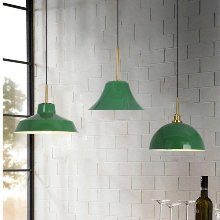Kalsten | RetroDome Industrial Vintage Pendant Light | Green Iron Dome Design | Single Light | Rustic Ceiling Lighting