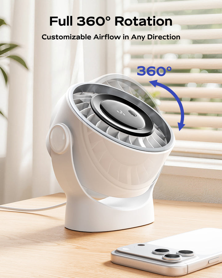 4-Speed USB Rechargeable Desktop Fan with Smart LED Display | Kalsten