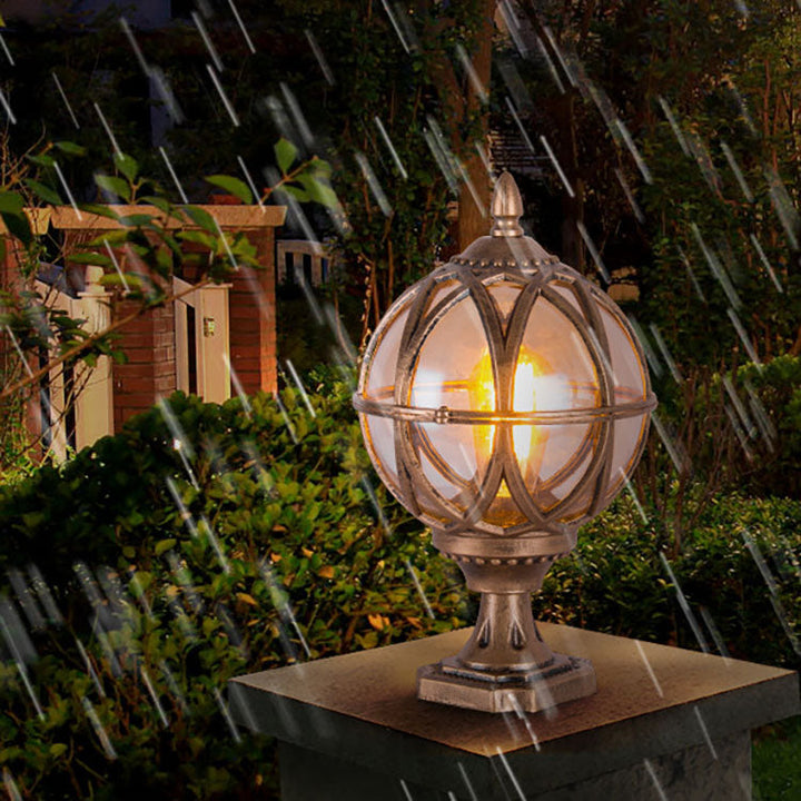 Traditional Colonial Globe Glass Aluminum 1-Light Outdoor Light For Garden | Kalsten