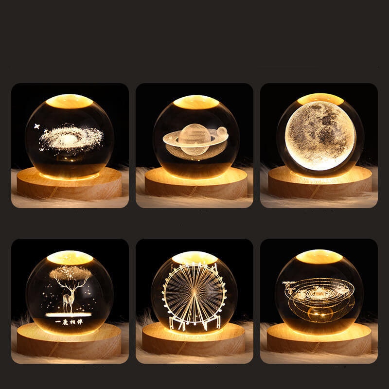 Creative Decorative Star System Crystal Ball USB LED Night Light Table Lamp | Kalsten