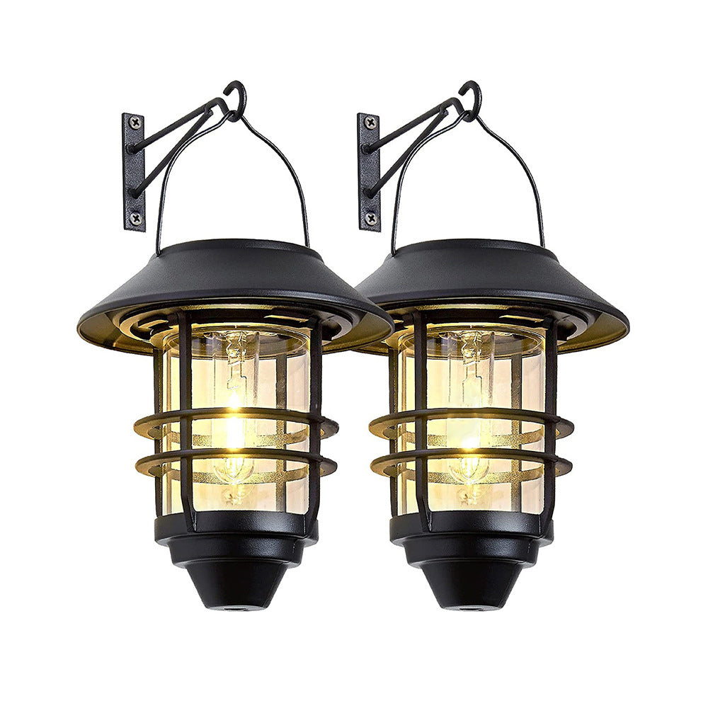 Contemporary Retro Solar Waterproof Aluminum Glass Lantern Cylinder 1-Light Hanging Wall Sconce Lamp For Outdoor Patio | Kalsten