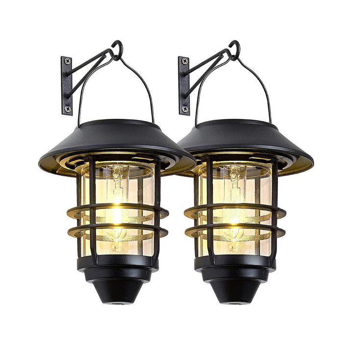 Contemporary Retro Solar Waterproof Aluminum Glass Lantern Cylinder 1-Light Hanging Wall Sconce Lamp For Outdoor Patio | Kalsten