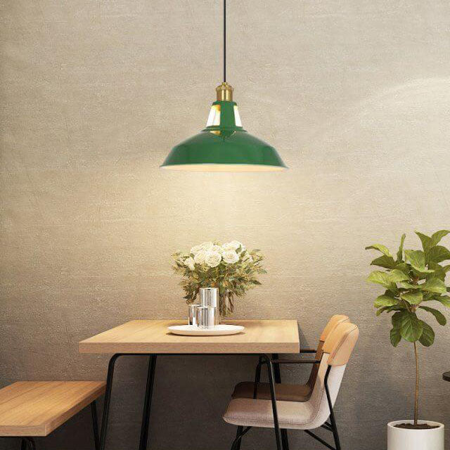 Kalsten | RetroDome Industrial Vintage Pendant Light | Green Iron Dome Design | Single Light | Rustic Ceiling Lighting