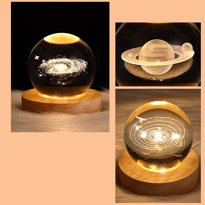 Creative Decorative Star System Crystal Ball USB LED Night Light Table Lamp | Kalsten
