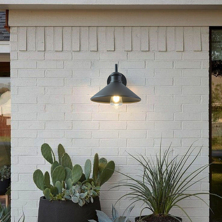 Modern Minimalist Cone Iron 1-Light Wall Sconce Lamp For Outdoor Patio | Kalsten