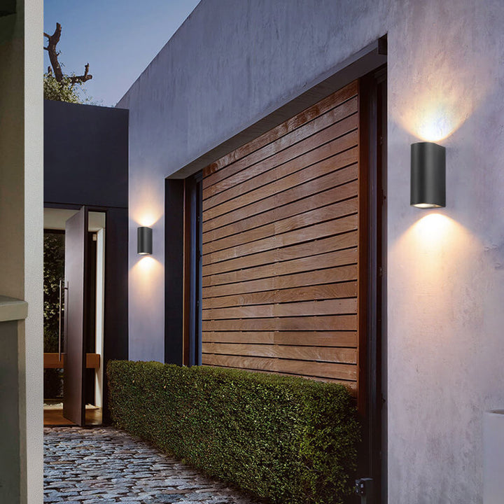 Modern Simple Outdoor Waterproof Aluminum Glass Cylinder 2-Light Wall Sconce Lamp | Kalsten