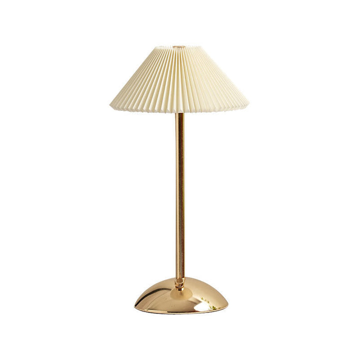 Contemporary Scandinavian rechargeable iron fabric cone pleated LED table lamp for bedside | Kalsten